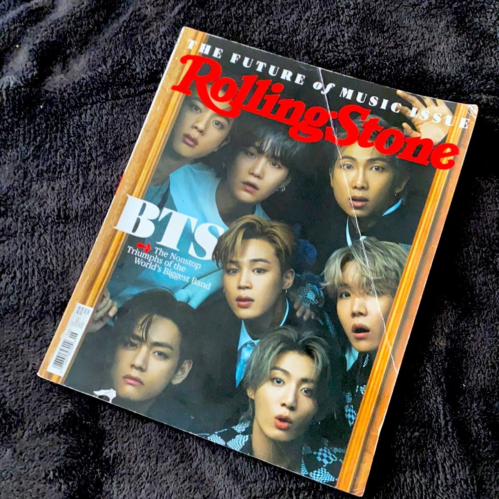 Rolling Stones Magazine with bts on the cover, the back, and inside.